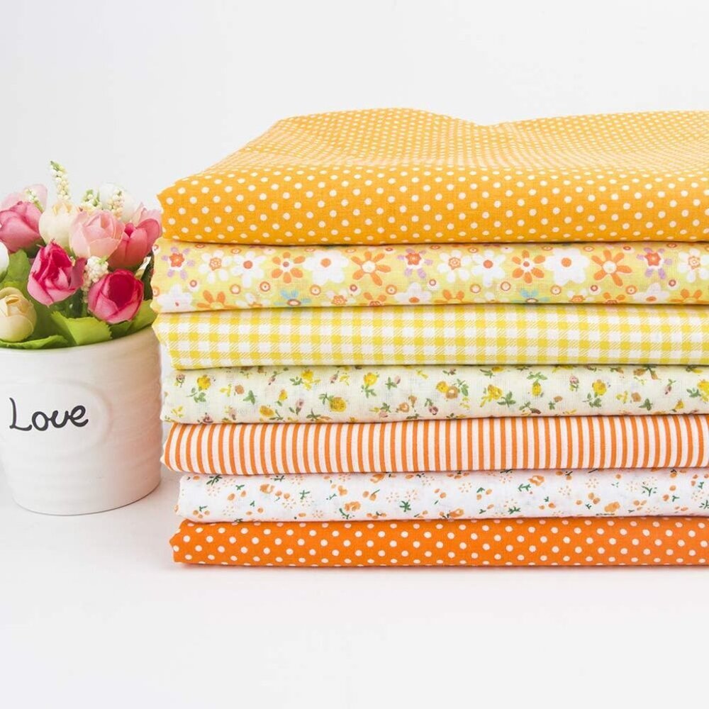 Versatile 7-Pcs Gingham Cotton Fabric Bundle - Perfect for Quilting & Crafts